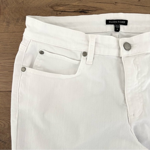Eileen Fisher White Jeans Cotton High Waist Straight Leg Capsule System Size 6 - Picture 4 of 15